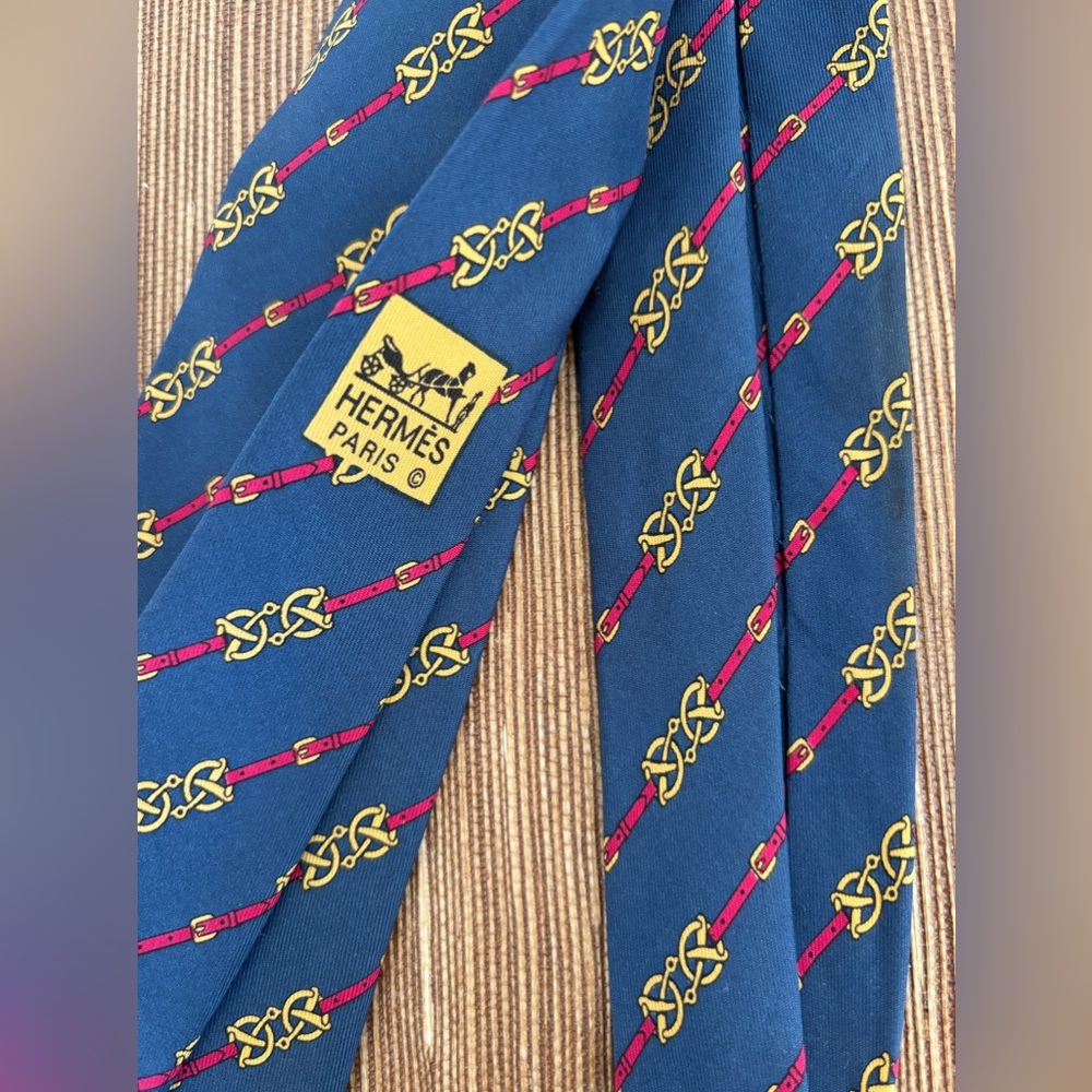 Hermes MORS Blue Silk Tie